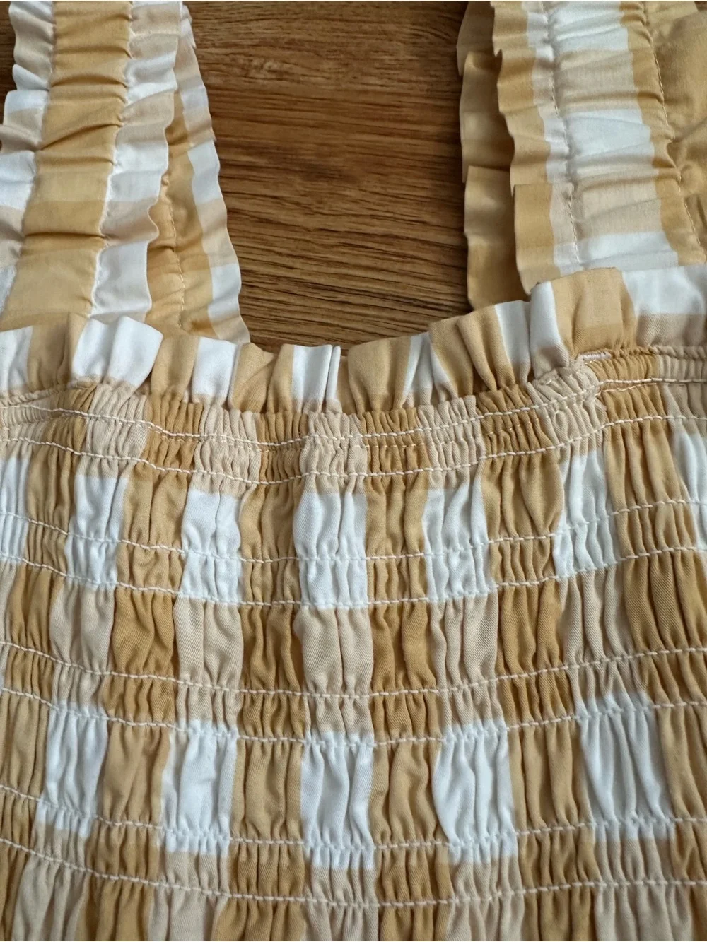 Abercrombie & Fitch Yellow Gingham Smocked Maxi Dress S - Picture 4 of 16